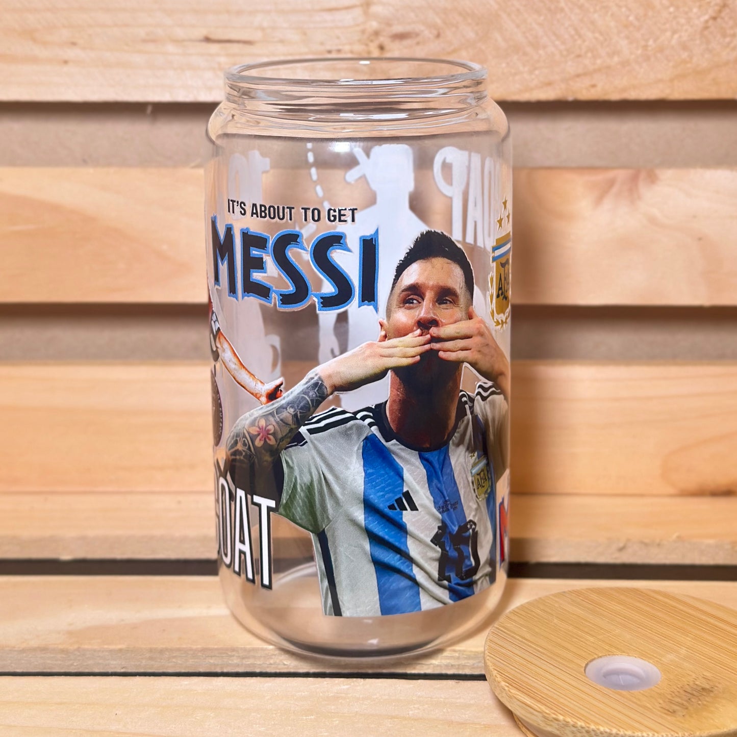16oz Messi (It's about to get Messi) Glass Cup