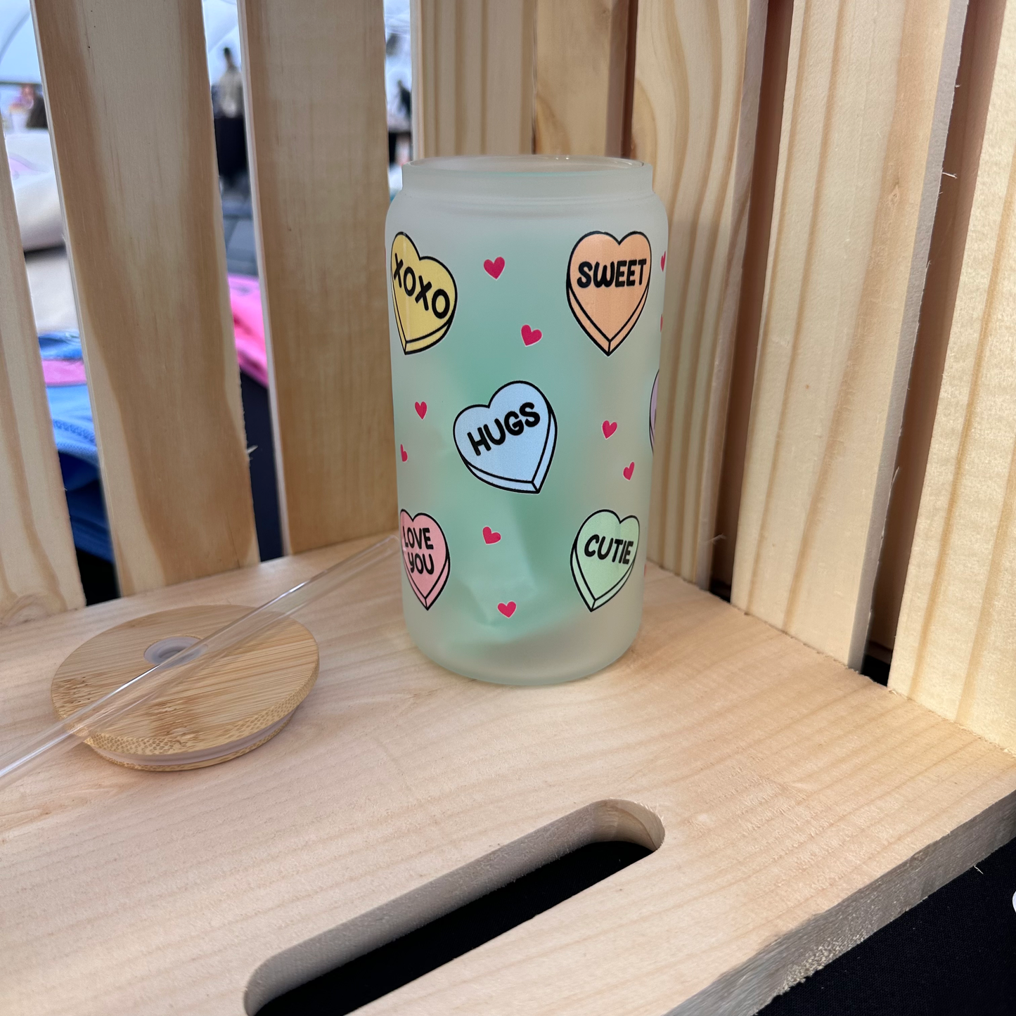 Candy Hearts Glass Cup