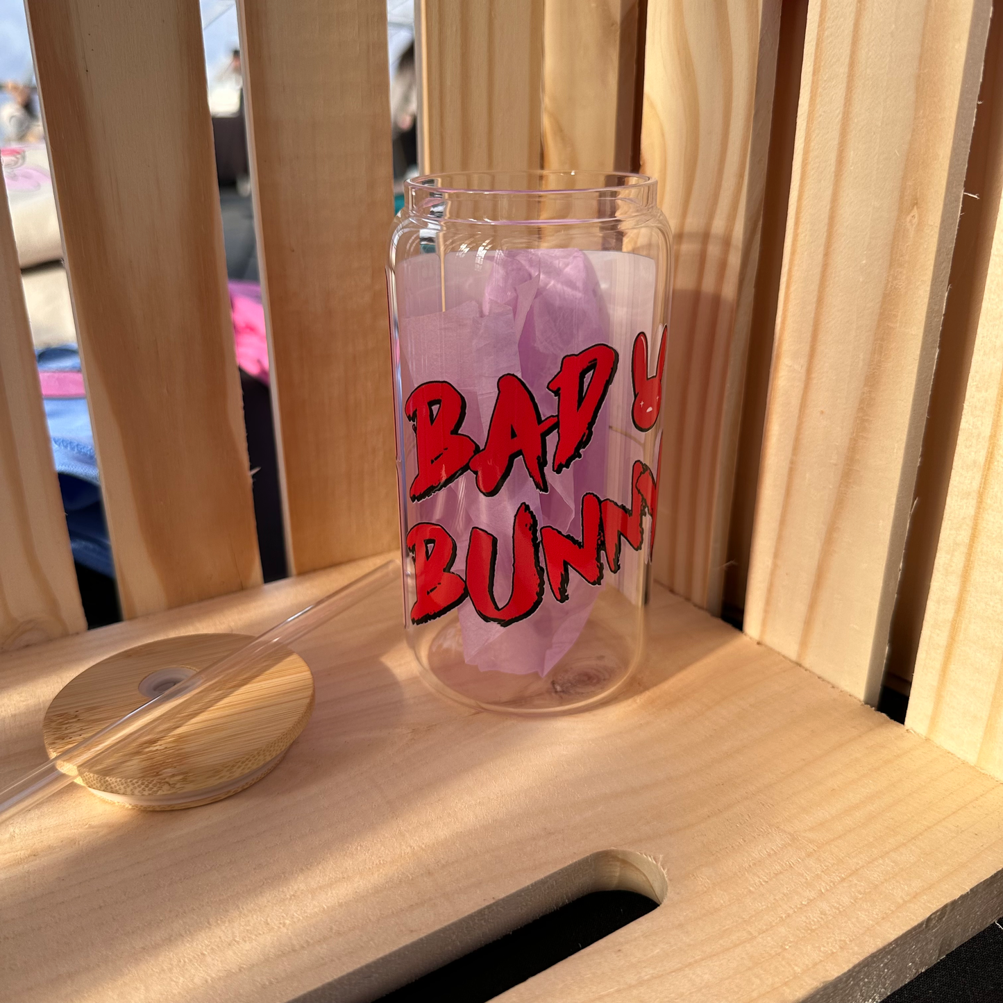 Bad Bunny Loteria Hearts Glass Cup