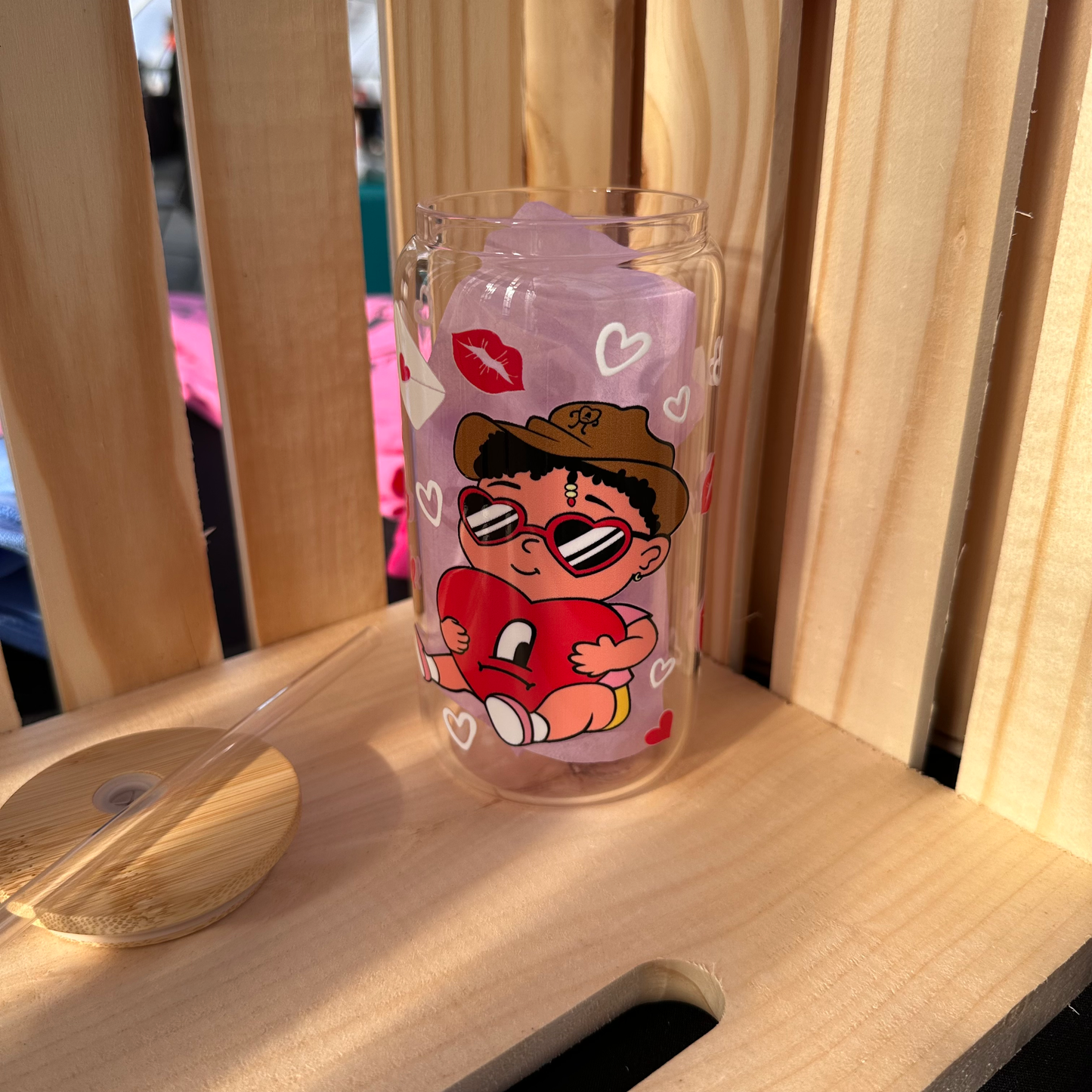 Benito is my valentine Bad Bunny Glass Cup