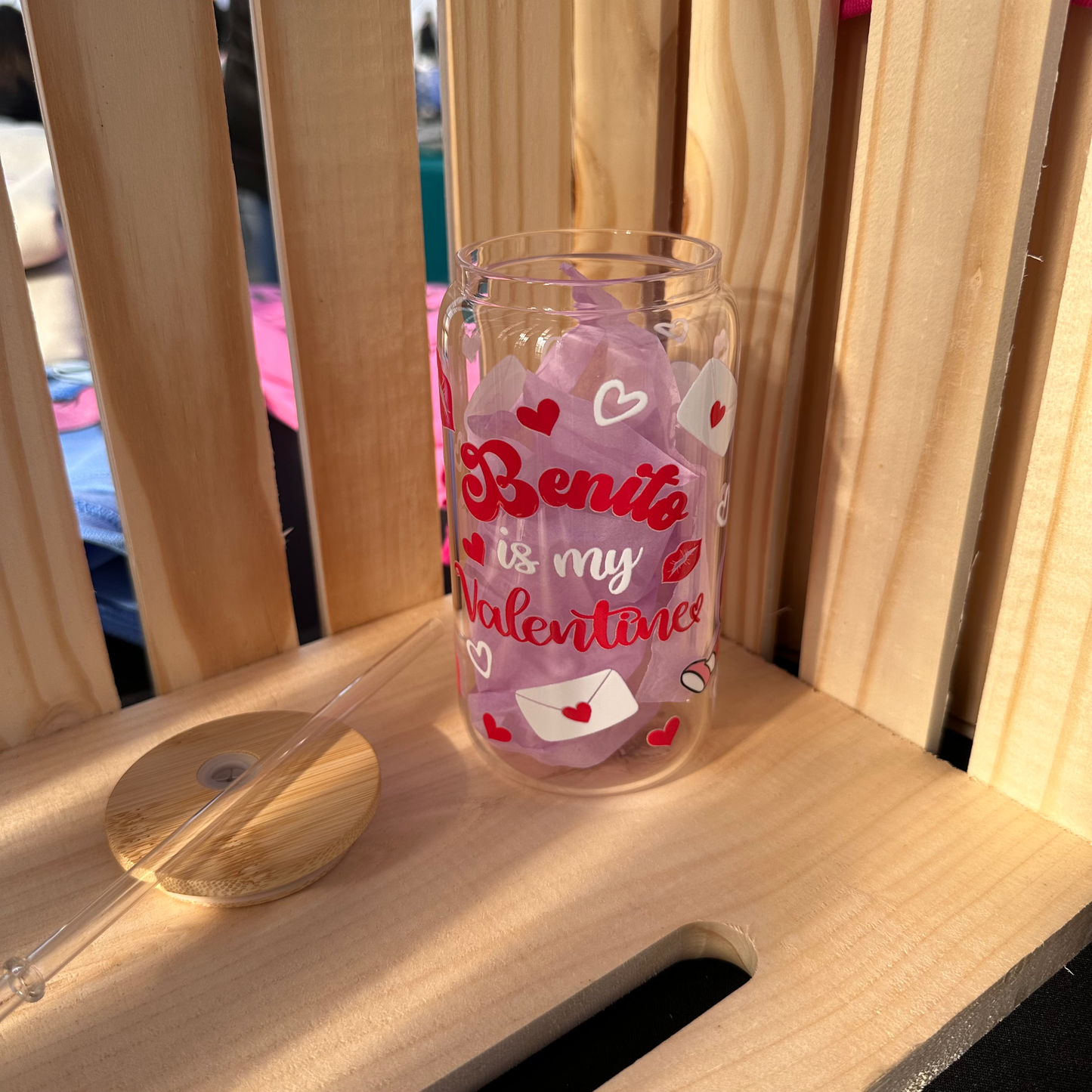 Benito is my valentine Bad Bunny Glass Cup