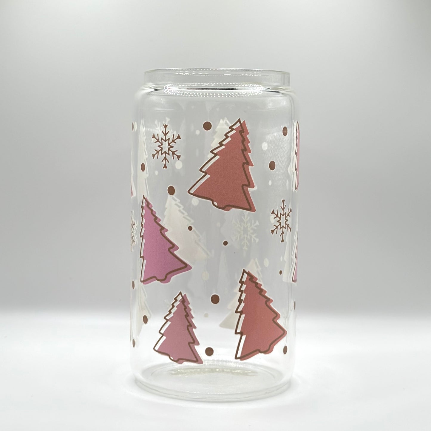 Pink Christmas Trees 16oz Glass Plastic Cup