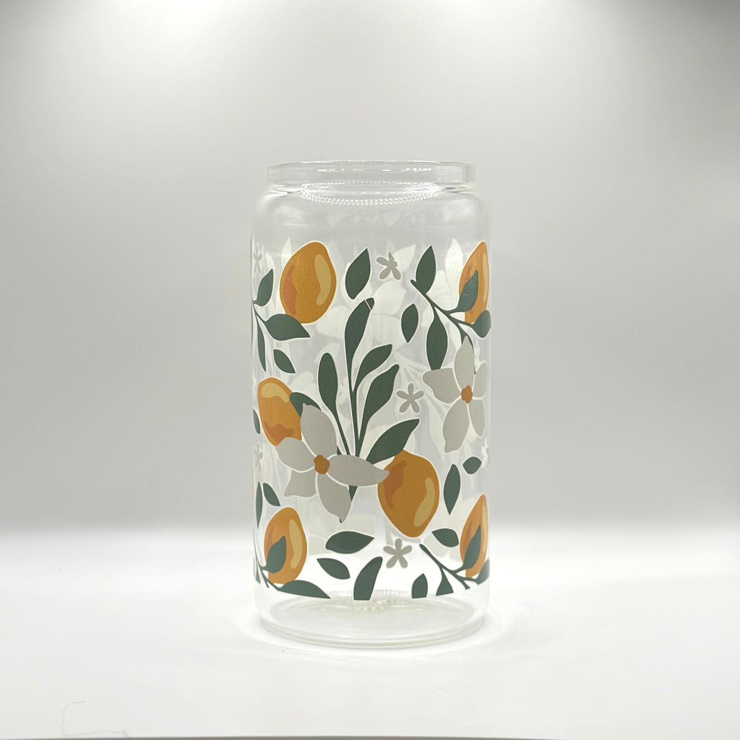 Lemon Branches 16oz Glass Cup