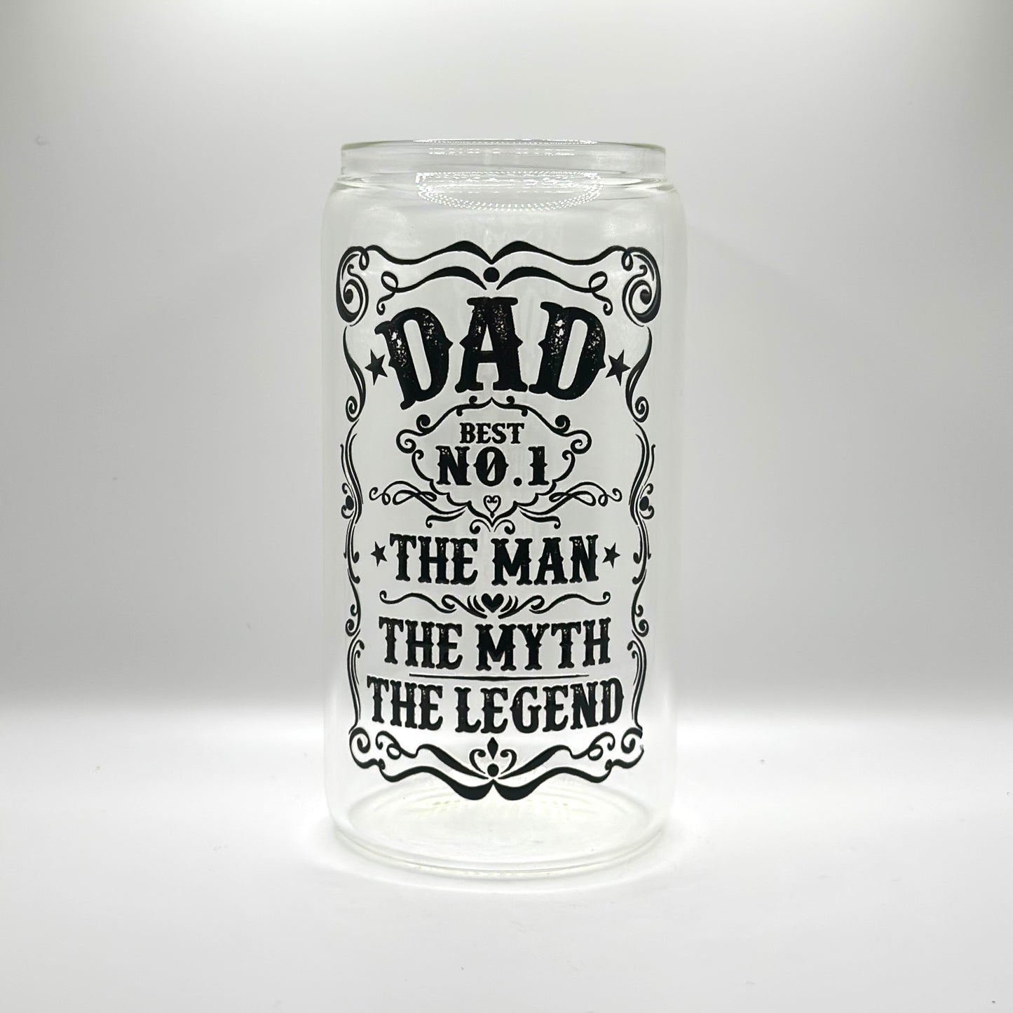 16oz Dad The Man Myth Legend Glass Cup