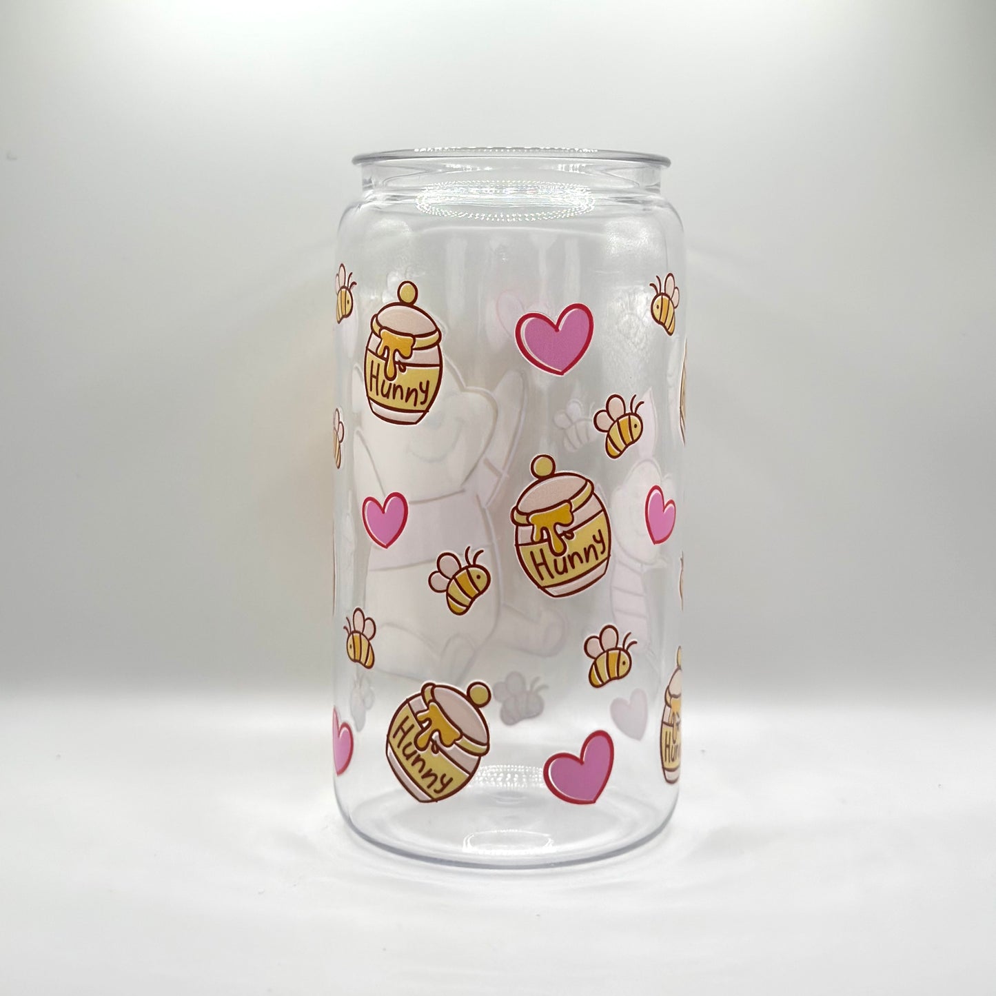 Whinnie the Pooh and Piglet Hearts 16oz Glass Plastic Cup