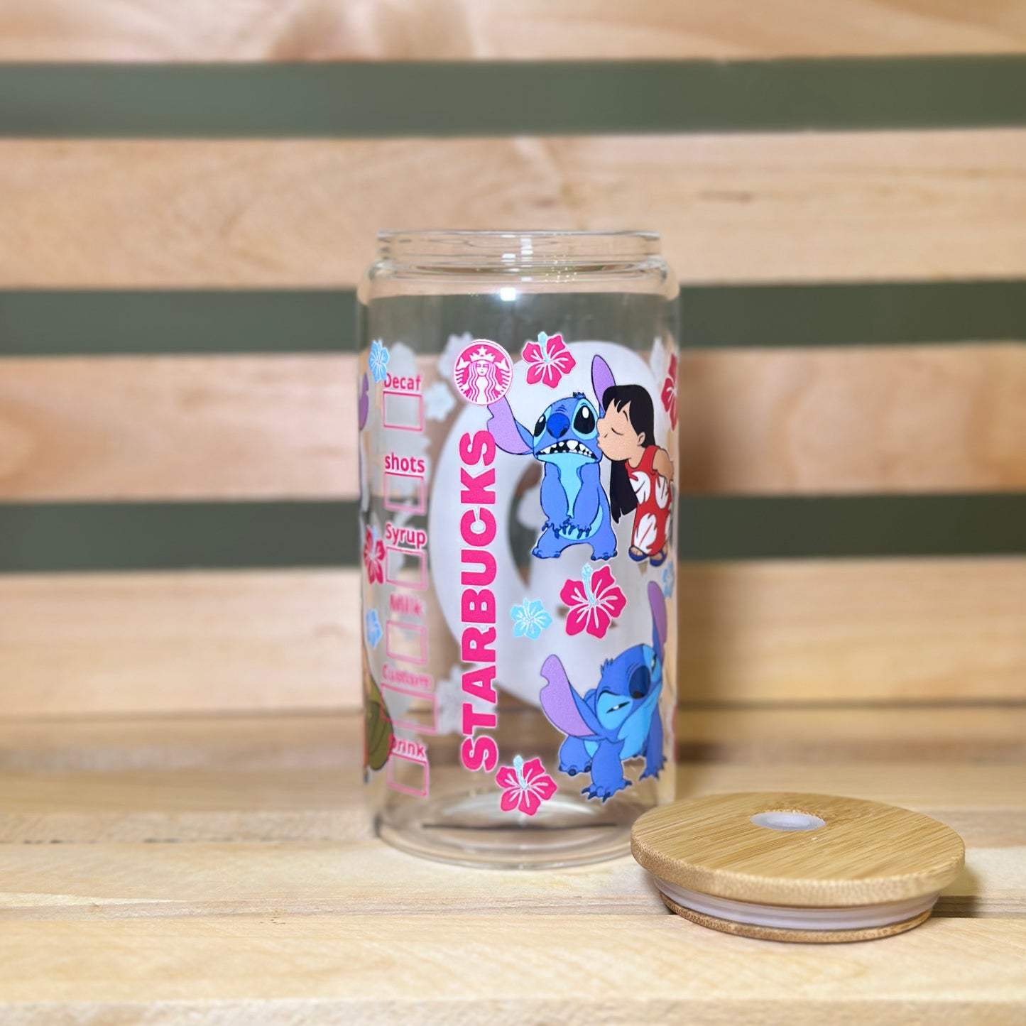 16oz Starbucks Lilo and Stitch Glass Cup