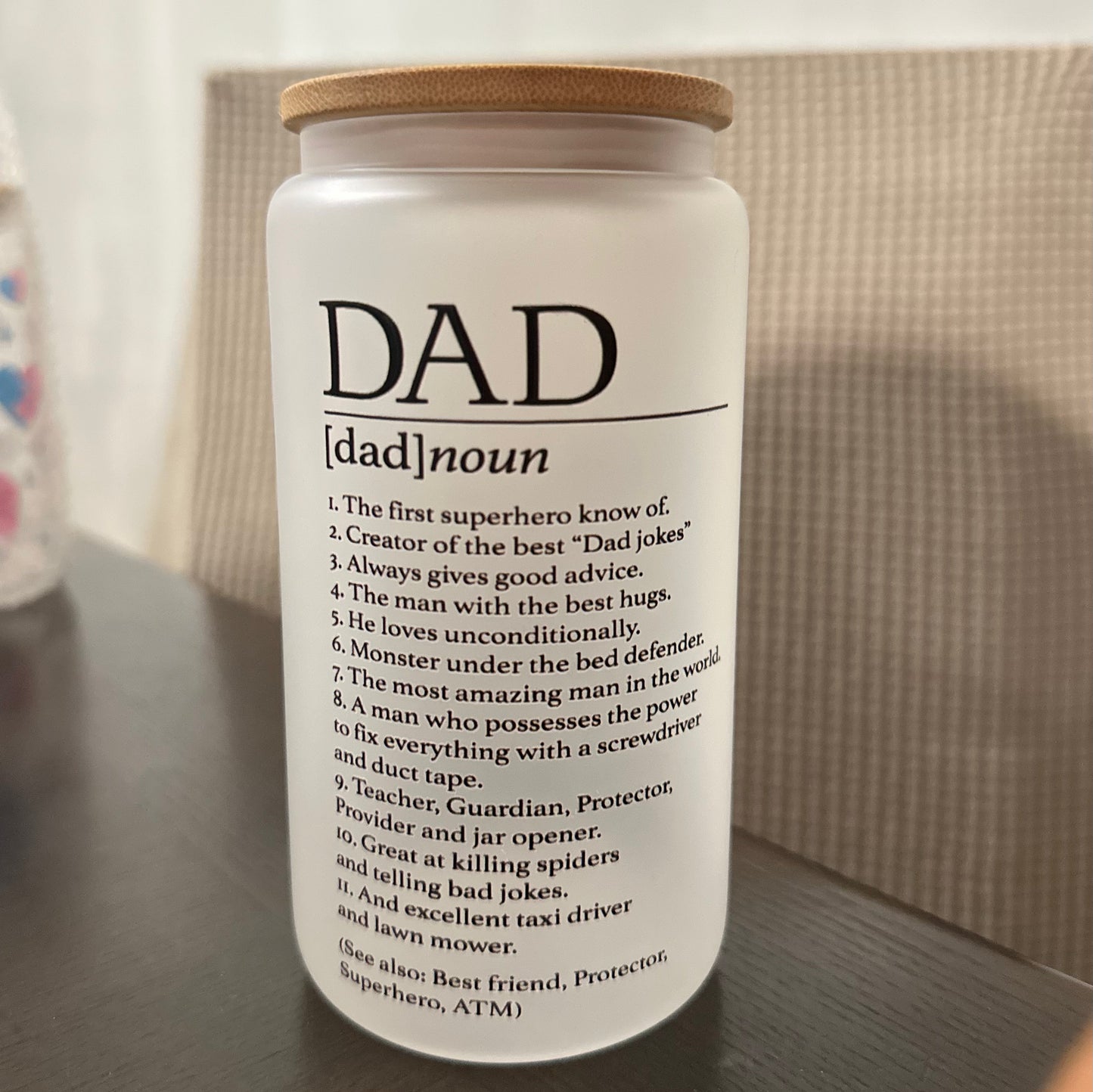 16oz Dad Noun Glass Cup