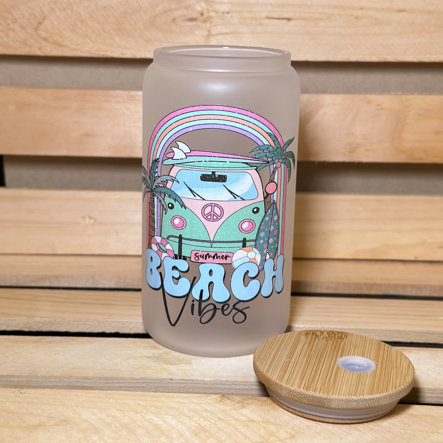 16oz Beach Vibes Glass Cup