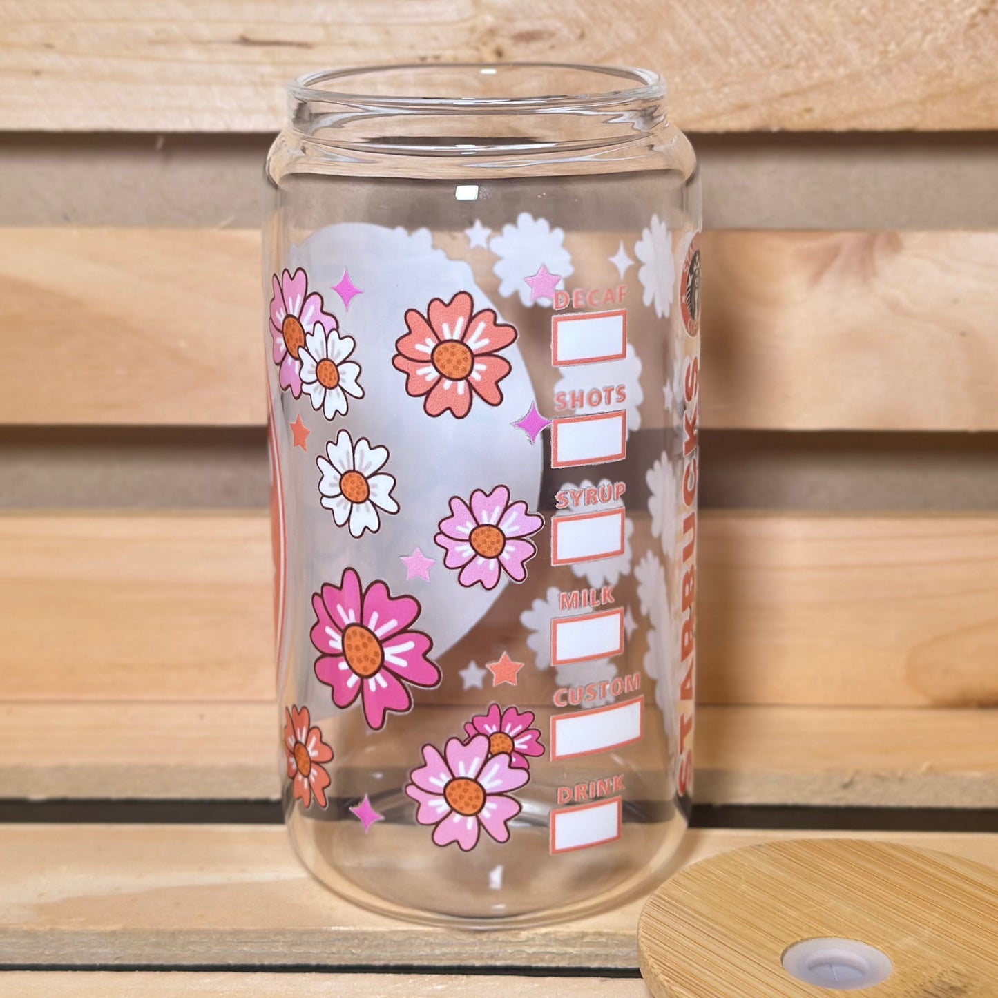 16oz Starbucks Hello Kitty Flowers Glass Cup