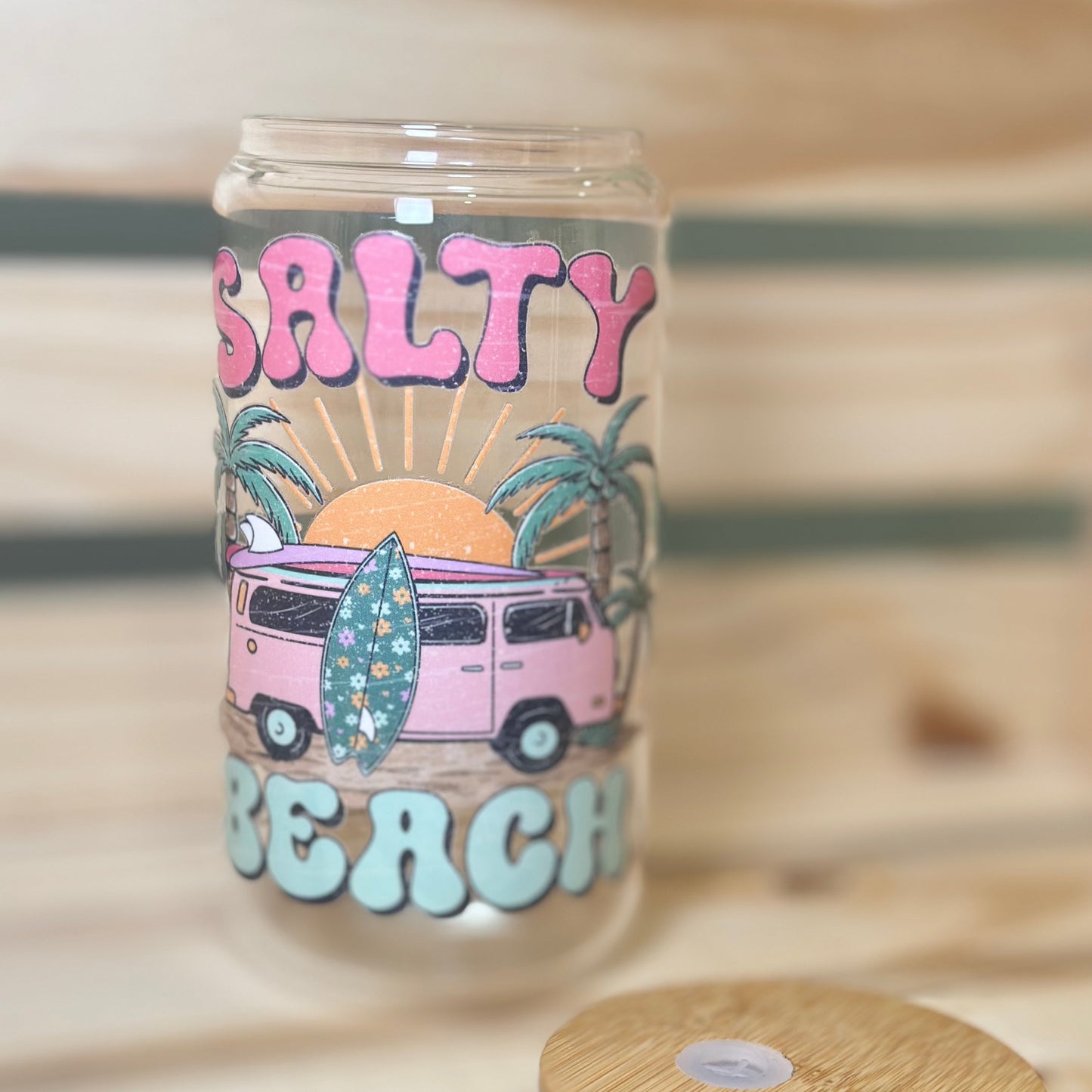 16oz Salty Beach Glass Cup