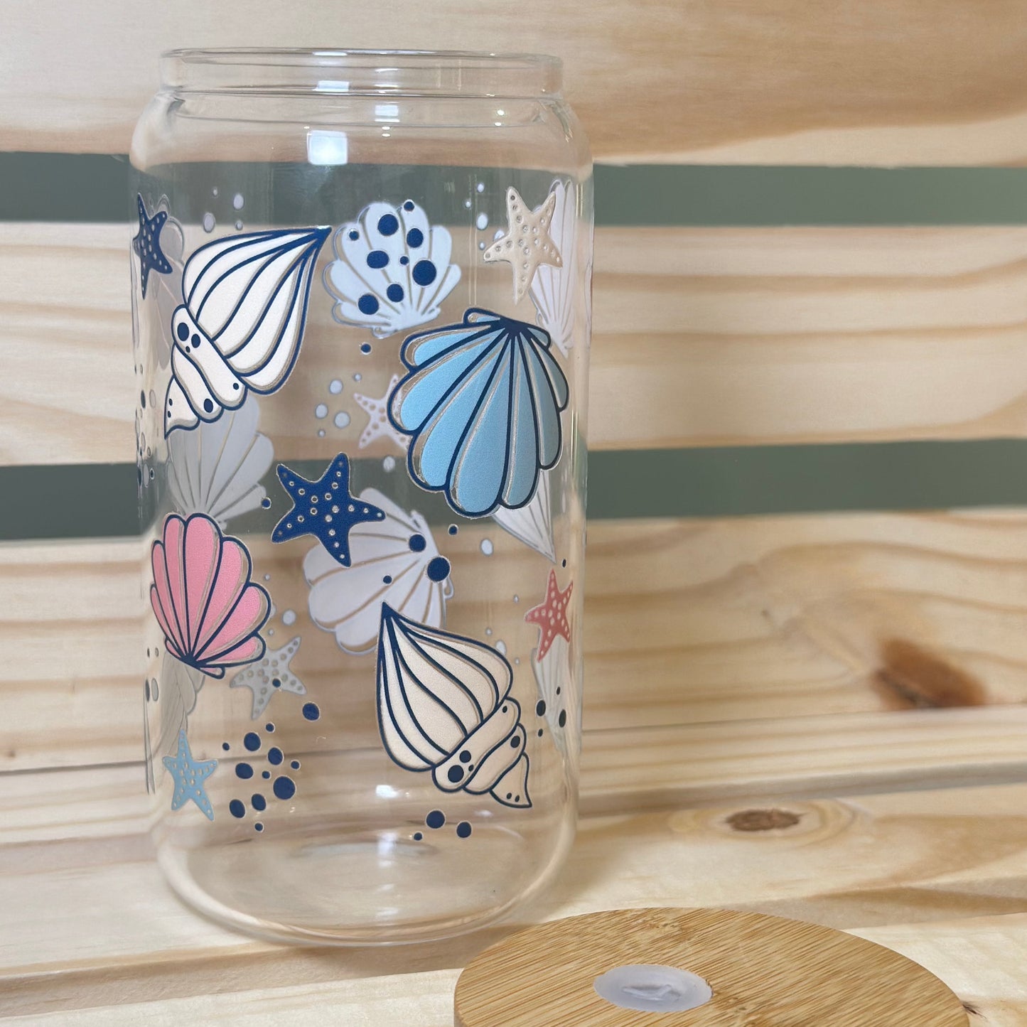16oz Sea Shells Glass cup