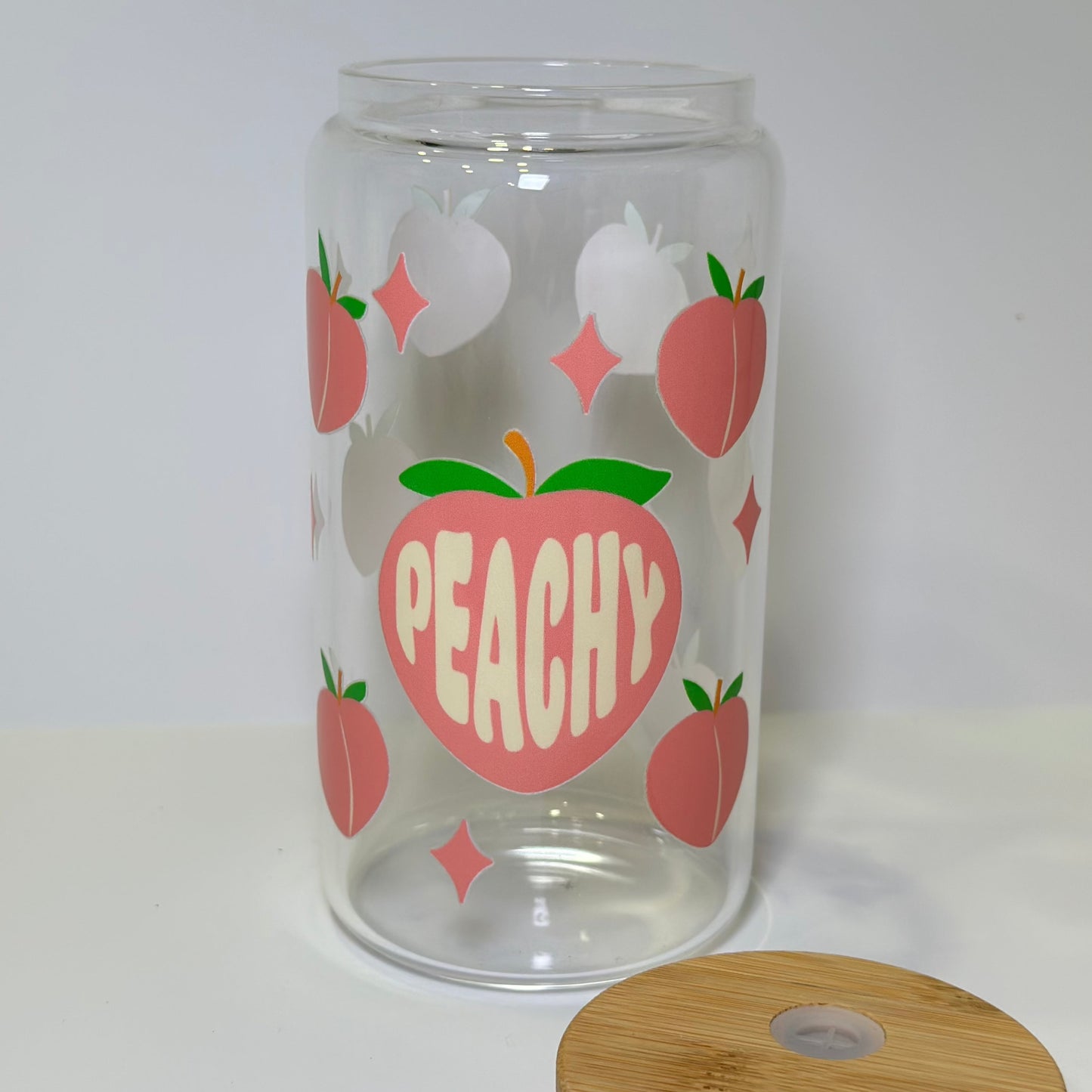 16oz Peachy Glass Cup
