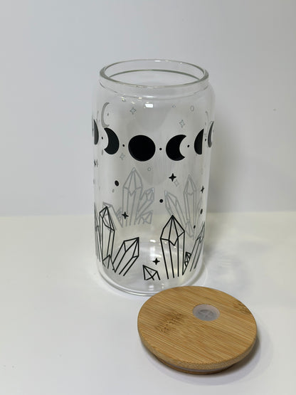 16oz Moon Phases and Crystals Glass Cup