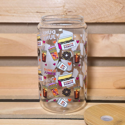 16oz Dunkin Glass Cup