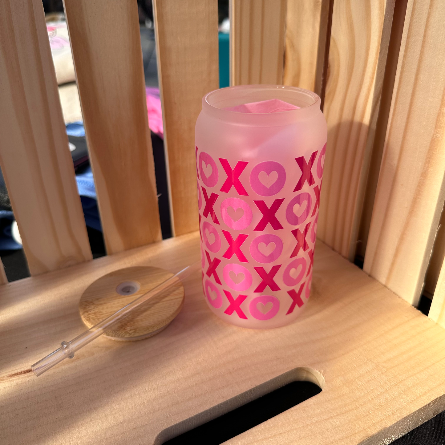 Pink XOXO Glass Cup