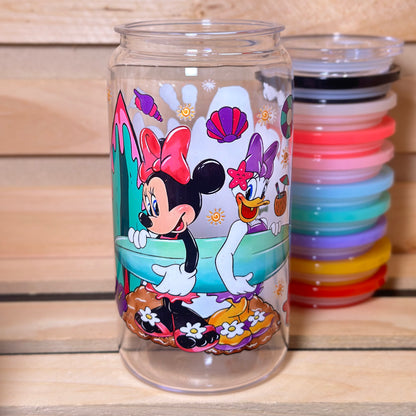 Minnie and Daphne Duck Surf Board Glass Cup