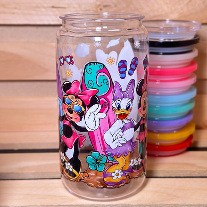 Minnie and Daphne Duck Surf Board Glass Cup