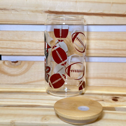 16oz Football Mom Glass Cup