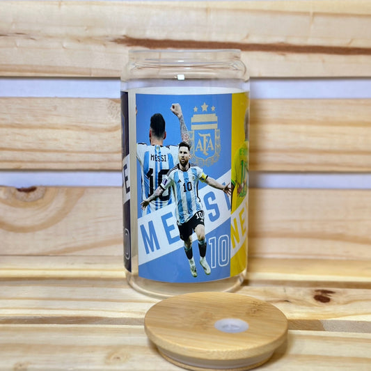 16oz Soccer Players Mbappe, Ronaldo, Messi, Neymar Glass Cup