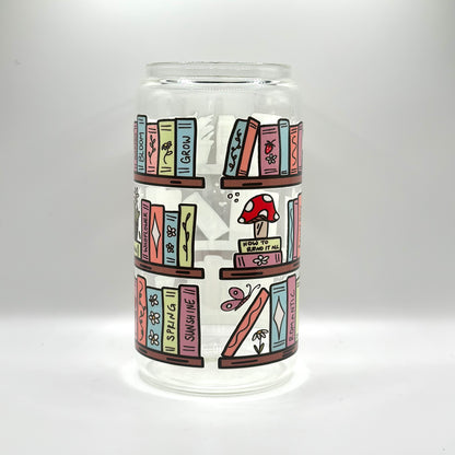 16oz Books Shelf Glass Cup