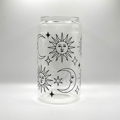 Moon and Star (Black) Glass Cup