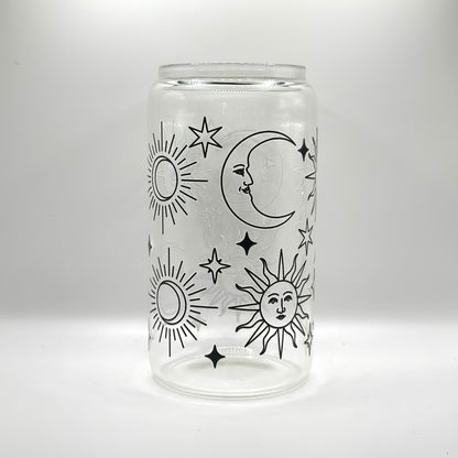 Moon and Star (Black) Glass Cup