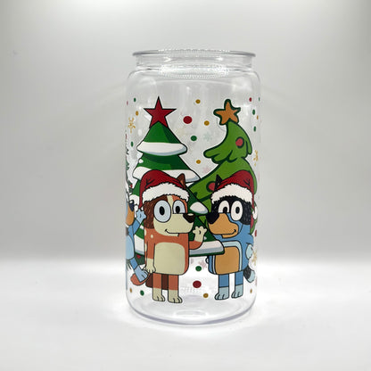 Bluey Family Christmas Glass Cup