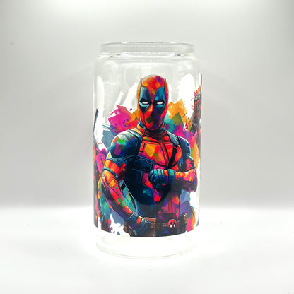 16oz Deadpool illustration Glass Cup
