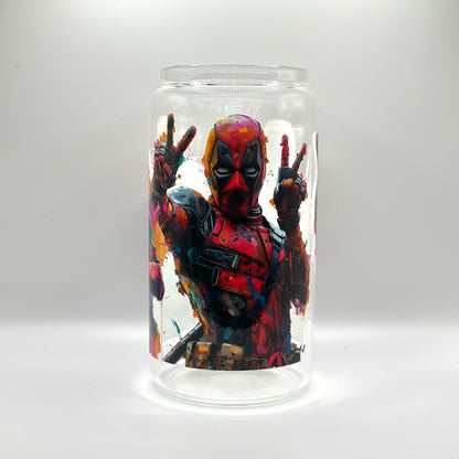 16oz Deadpool illustration Glass Cup