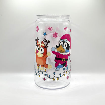 Bluey Characters Christmas Glass Cup