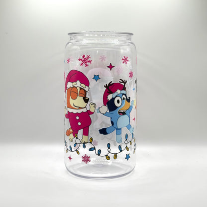 Bluey Characters Christmas Glass Cup