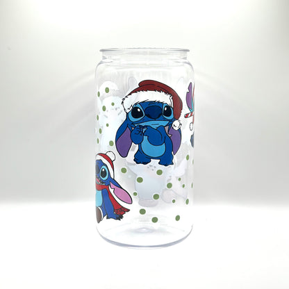 Stitch Christmas Glass Cup