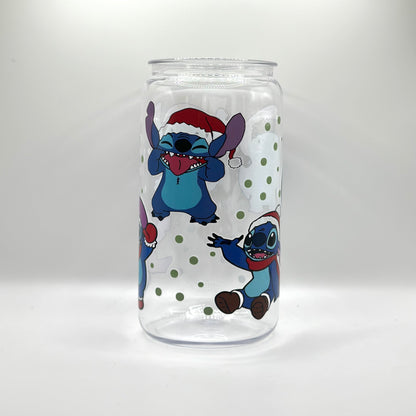 Stitch Christmas Glass Cup