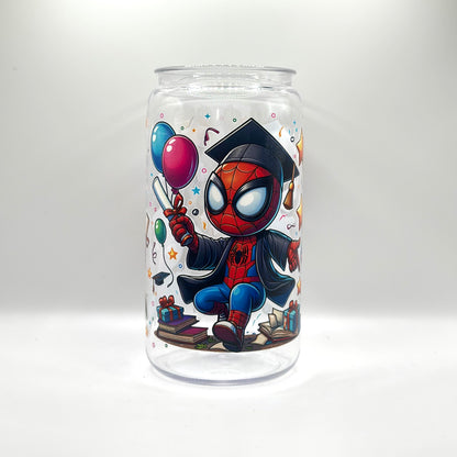 Spider Man Graduation Glass Cup