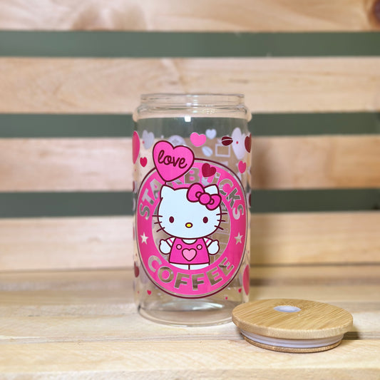 16oz Starbucks Hello Kitty with Heart Glass Cup