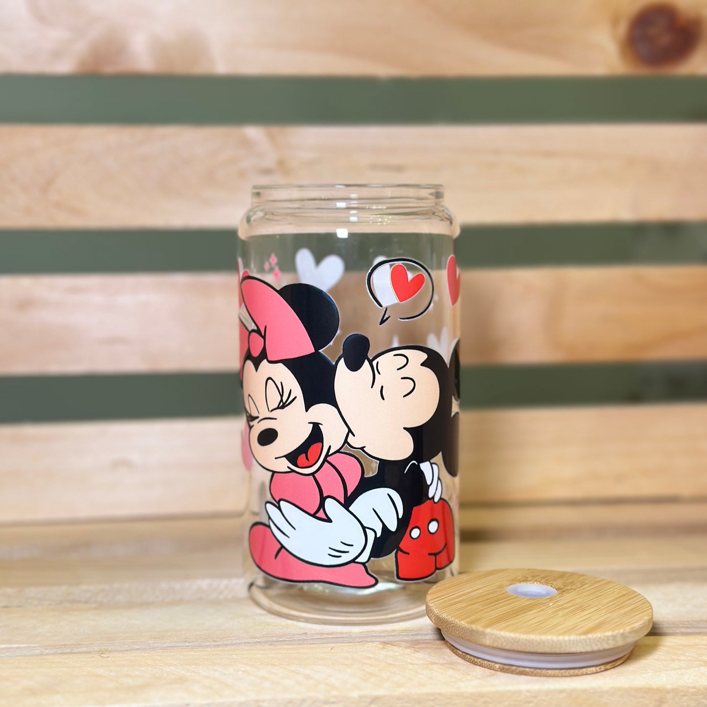 Minnie & Mickey Mouse Glass Cup