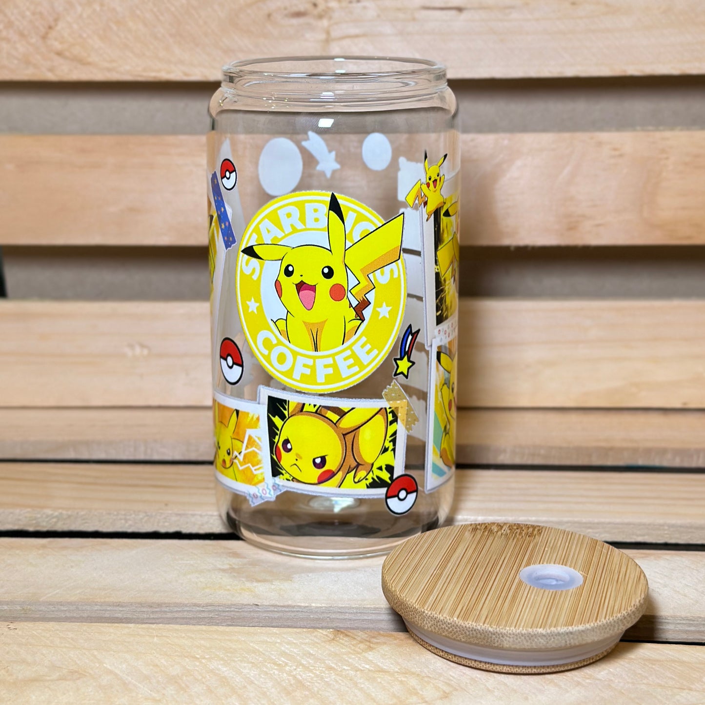 16oz Starbucks Pikachu Glass Cup