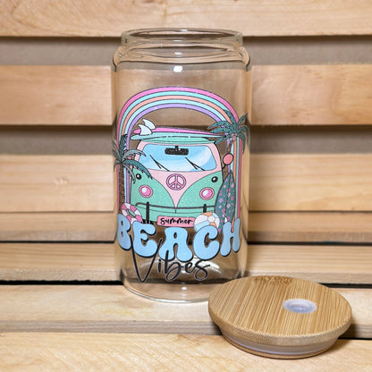 16oz Beach Vibes Glass Cup