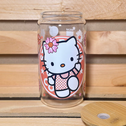 16oz Starbucks Hello Kitty Flowers Glass Cup