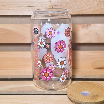 16oz Starbucks Hello Kitty Flowers Glass Cup