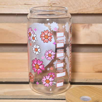 16oz Starbucks Hello Kitty Flowers Glass Cup