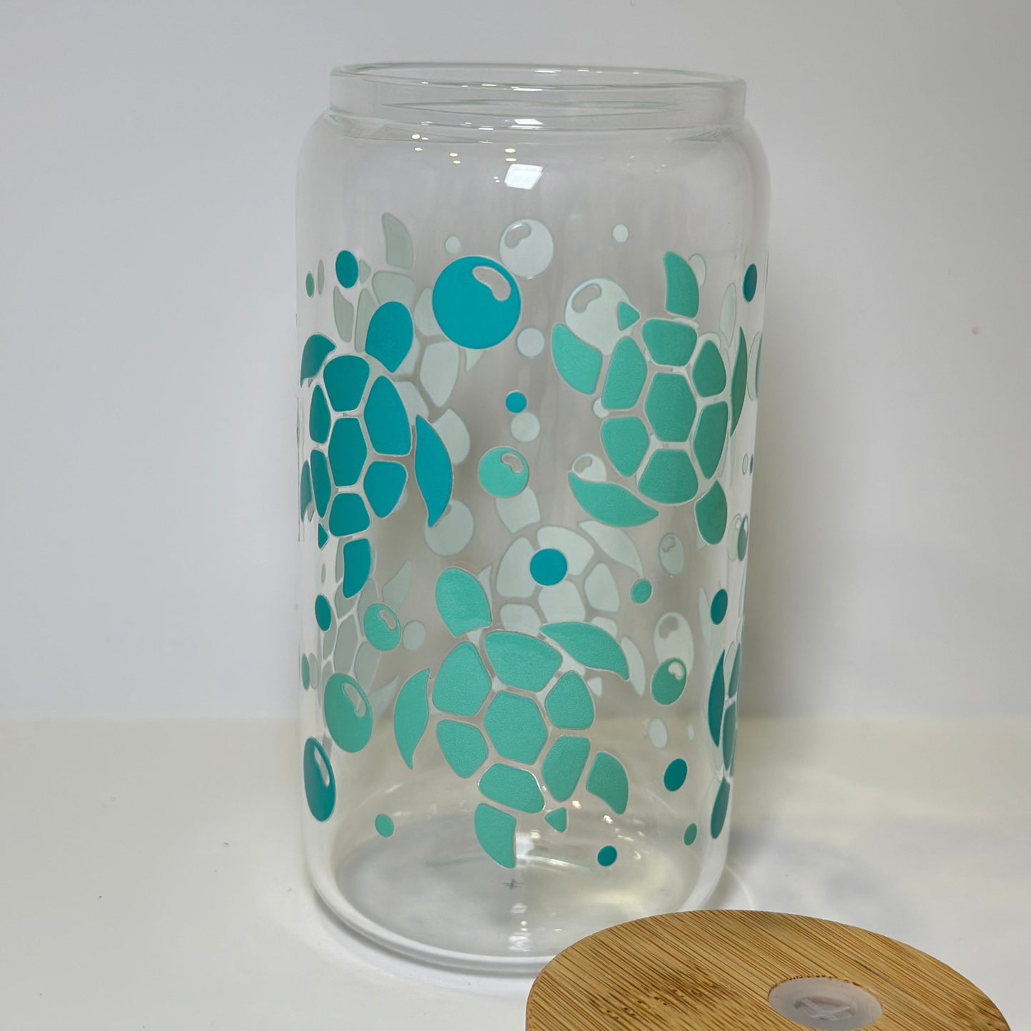 16oz Blue Turtles Glass cup 