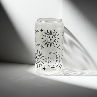 Moon and Star (Black) Glass Cup